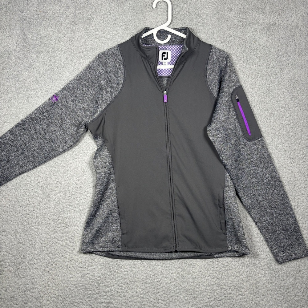 FootJoy Womens Full Zip Golf Jacket Gray Knit Hybrid Love Golf Classic Size L